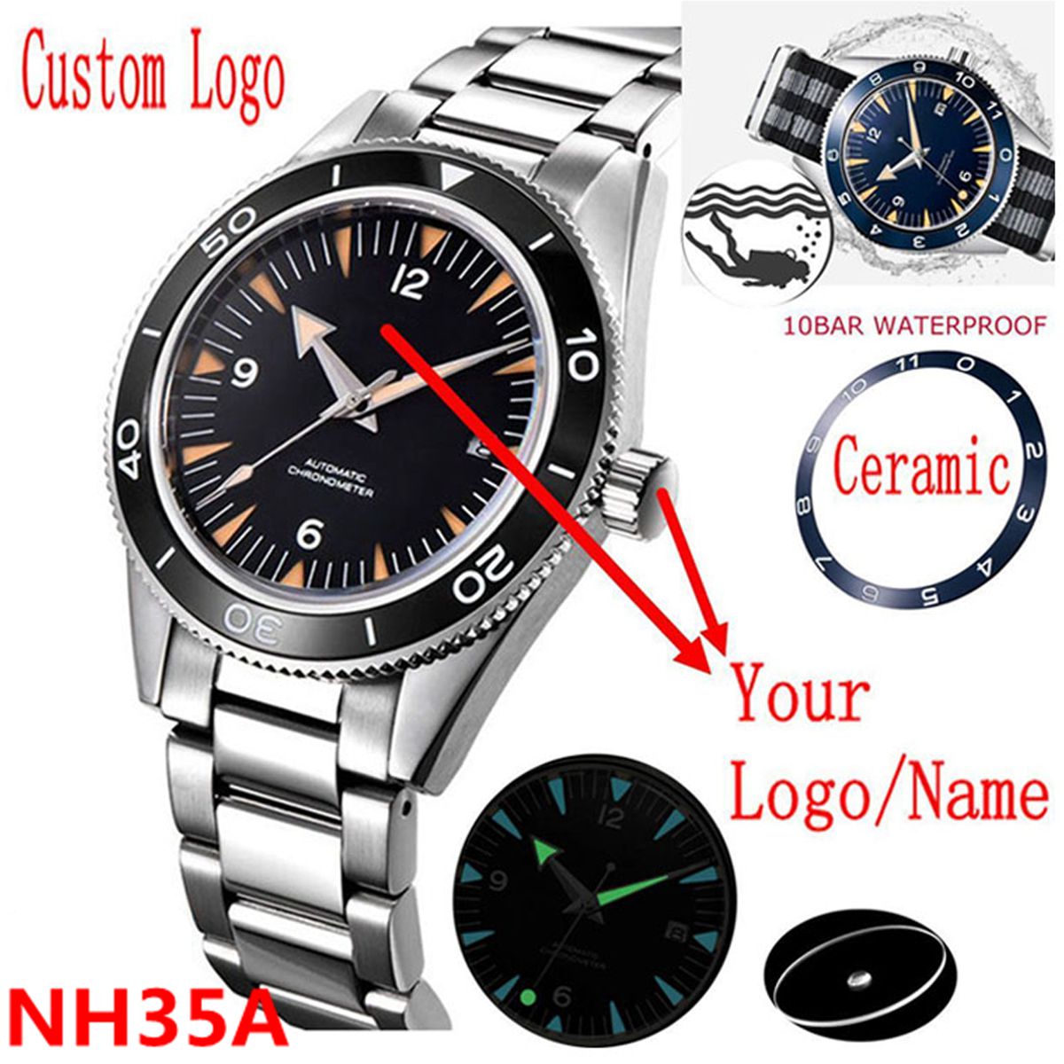 Custom Logo NH35 Movement Watc - Luxury Watch Uk 评论和价格