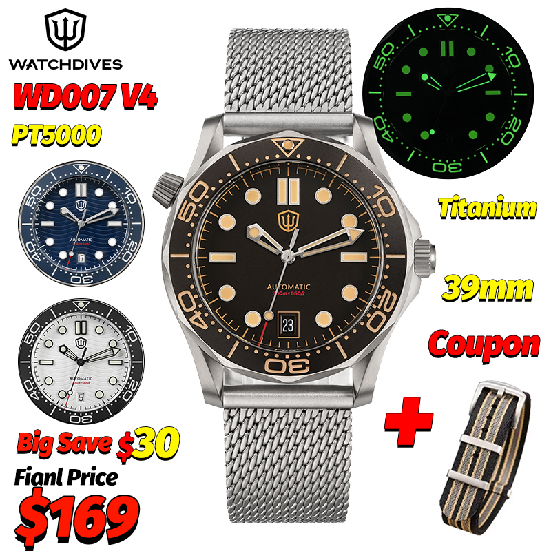 Watchdives Wd007 V4 39Mm NTTD  - Titanium Sport Watch 评论和价格