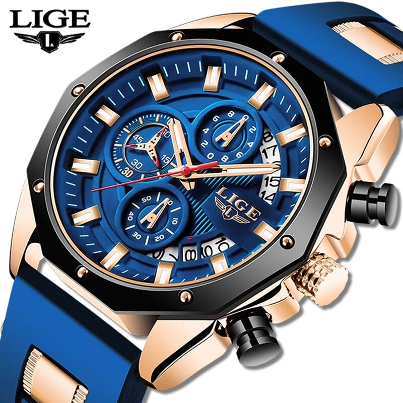 LIGE Fashion Men Watches Top B - Luxury Watch Name 评论和价格