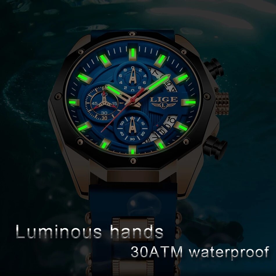 LIGE Fashion Men Watches Top B - Luxury Watch Name 评论和价格