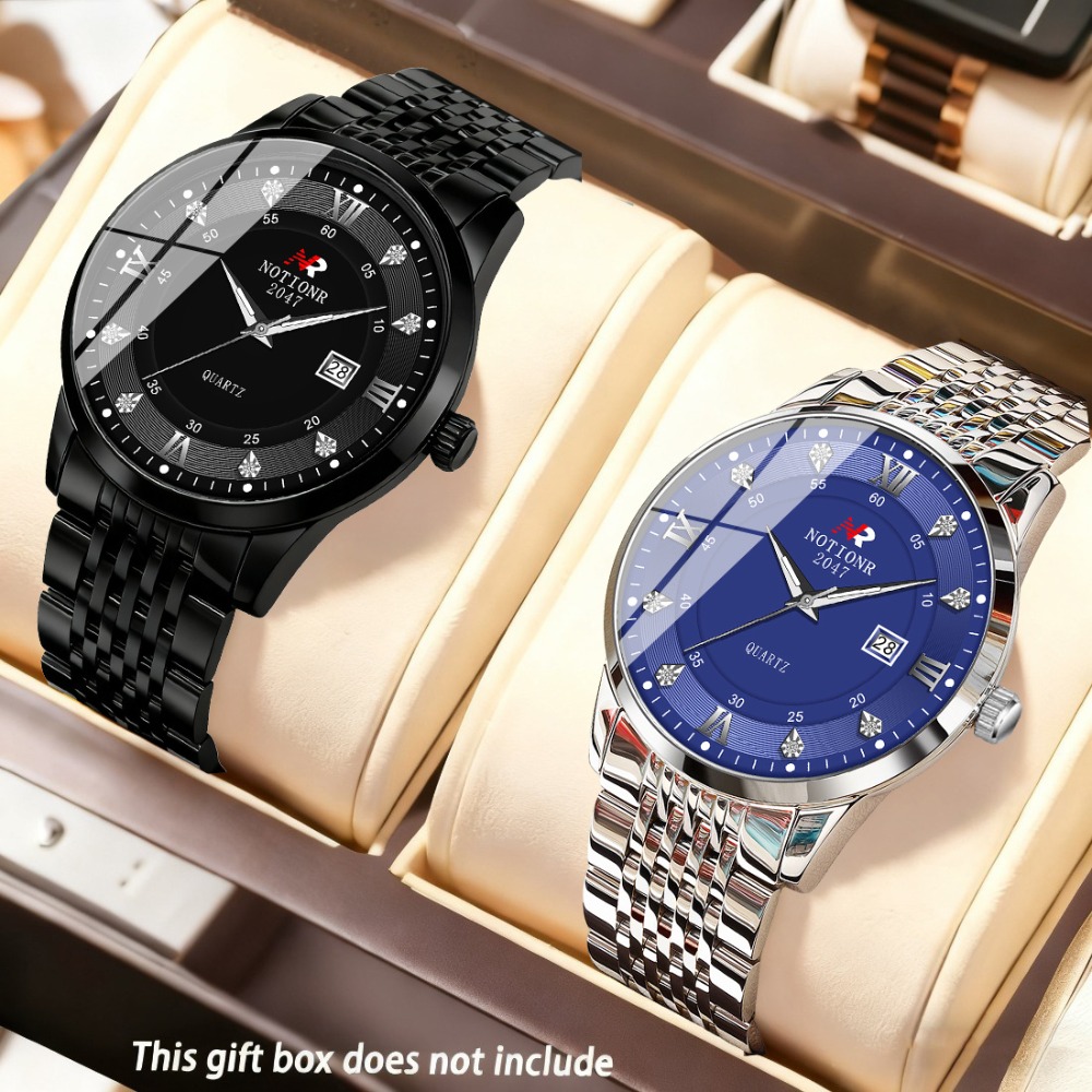 2pcs Classic Men's Quartz Watc - Luxury Watch Strap 评论和价格