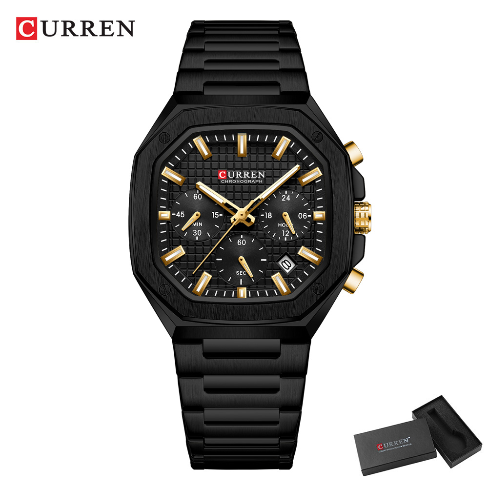 CURREN Luxury Square Chrono Wa - Luxury Watch Gold 评论和价格